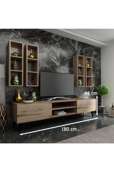 MobilyaFırsat Ideal Tv Ünitesi Duvar Rafı Q7001-3 Çırağan - Resim 2