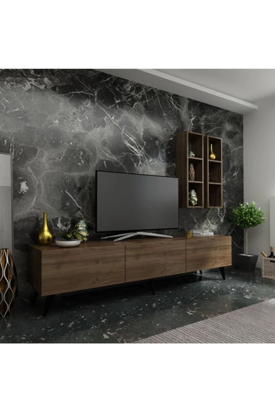 MobilyaFırsat Ideal Tv Ünitesi Duvar Rafı Q7003-2 Ceviz