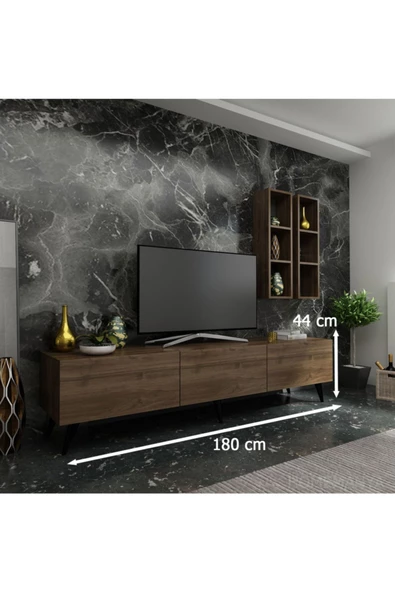 MobilyaFırsat Ideal Tv Ünitesi Duvar Rafı Q7003-2 Ceviz - Resim 2