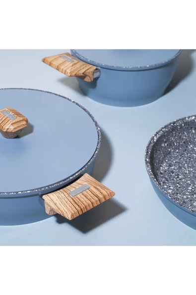 SCHAFER Toscana Döküm Tencere Seti 7 Parça-Mavi - 3