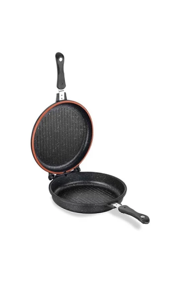 KORKMAZ A1427 Duplo Yuvarlak 28 Cm Siyah Kapaklı Tava - 2