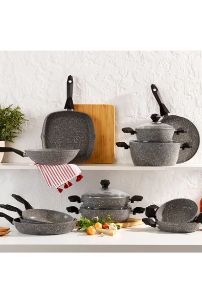 SCHAFER Cory Yanmaz Yapışmaz Kare Grill Tava 28Cm-Gri