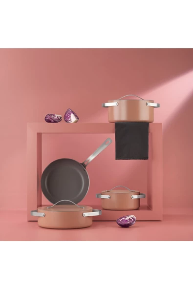 SCHAFER 7 Parça Seramik Tencere Seti-Rosegold