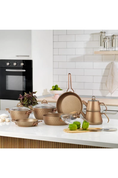 SCHAFER New Range Yanmaz Yapışmaz Çeyiz Seti-11 Parça-Bakır