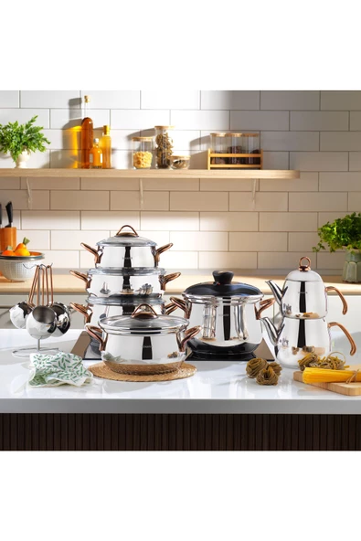SCHAFER Alia Çelik Çeyiz Seti 18 Parça-Bakır