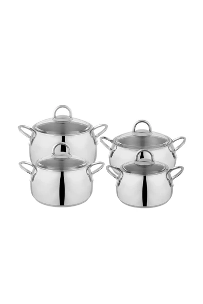 SCHAFER New Trendy 8 Parça Çelik Tencere Seti-Inox