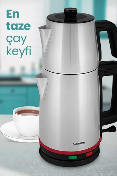 GOLDMASTER Selvi 2200 Watt Çift Isıtıcılı Paslanmaz Çelik Çay Makinesi Ve Su Isıtıcısı - 5