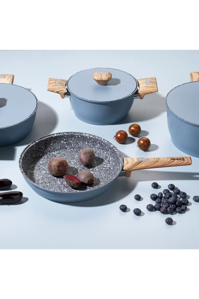 SCHAFER Toscana Döküm Tencere Seti 7 Parça-Mavi - 4