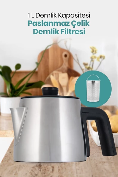 GOLDMASTER Selvi 2200 Watt Çift Isıtıcılı Paslanmaz Çelik Çay Makinesi Ve Su Isıtıcısı - 2