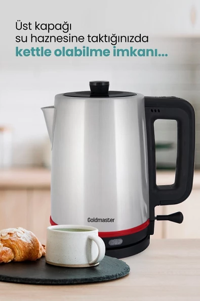 GOLDMASTER Selvi 2200 Watt Çift Isıtıcılı Paslanmaz Çelik Çay Makinesi Ve Su Isıtıcısı - 3