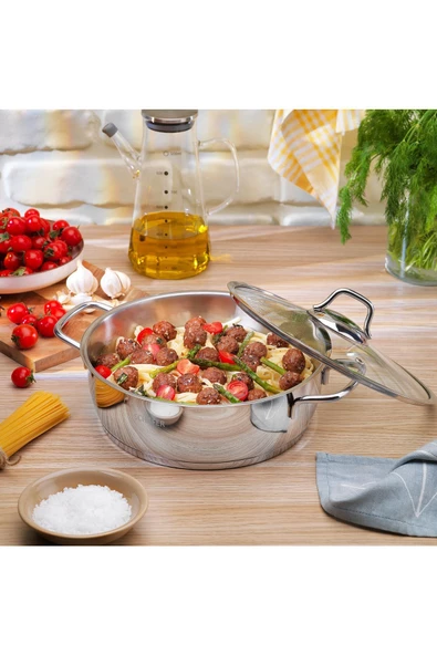 SCHAFER Held Çelik Basık Tencere-24 Cm-2 Prç.-Inox