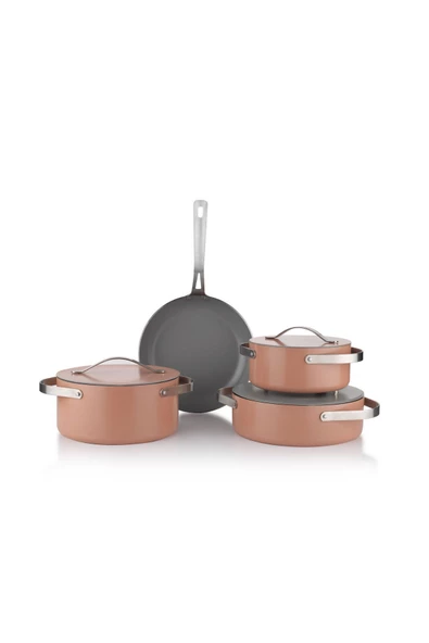 SCHAFER 7 Parça Seramik Tencere Seti-Rosegold - 5