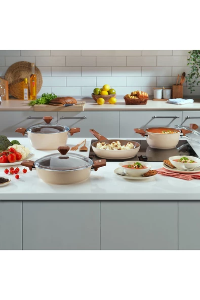 SCHAFER Jasmine Seramik Tencere Seti 7 Parça-Krem