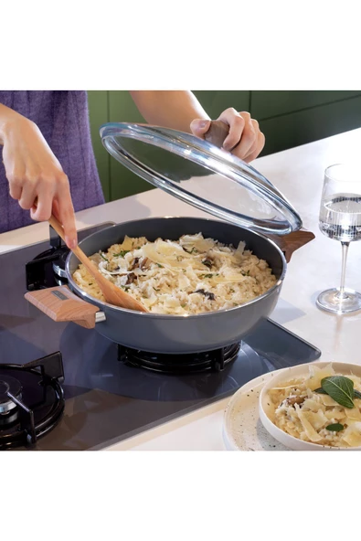 SCHAFER Fiesta Seramik Basık Tencere 28 Cm-Siyah - 3