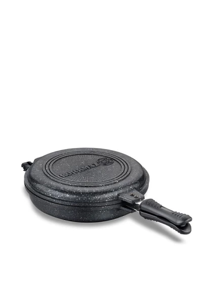 KORKMAZ A1427 Duplo Yuvarlak 28 Cm Siyah Kapaklı Tava