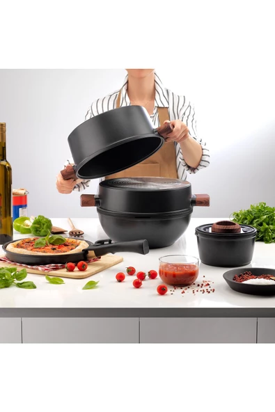 SCHAFER Matrix Döküm Tencere Seti 8 Parça-Siyah - 6