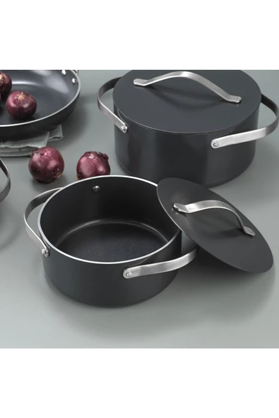 SCHAFER Moonlight 7 Parça Seramik Tencere Seti-Siyah - 2