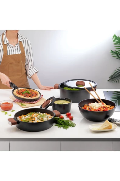 SCHAFER Matrix Döküm Tencere Seti 8 Parça-Siyah - 2