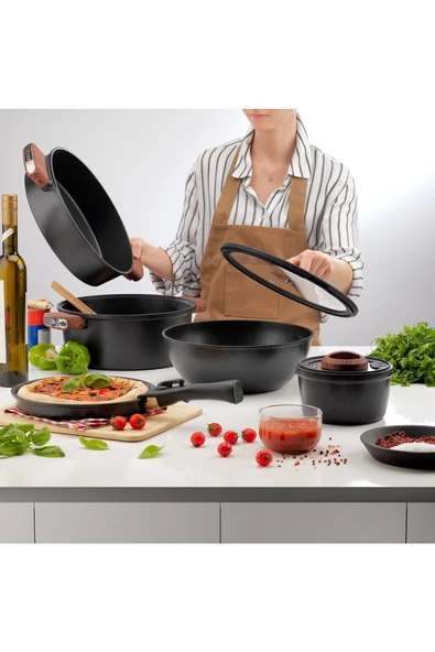 SCHAFER Matrix Döküm Tencere Seti 8 Parça-Siyah - 4