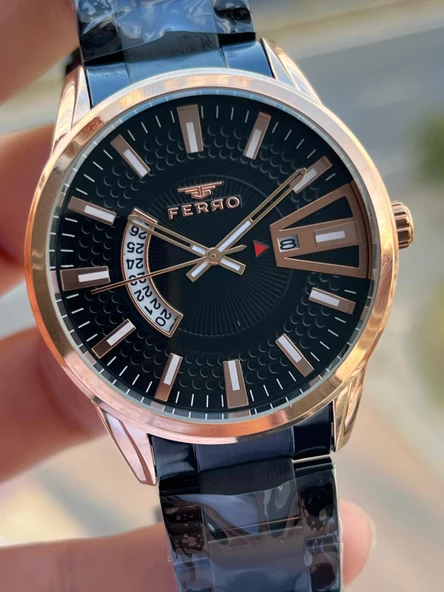 Ferro Çelik Kordon Takvimli Kadran 30 Mt Suya Dayanıklı Erkek Kol Saat EFM11911-XJ - Resim 4