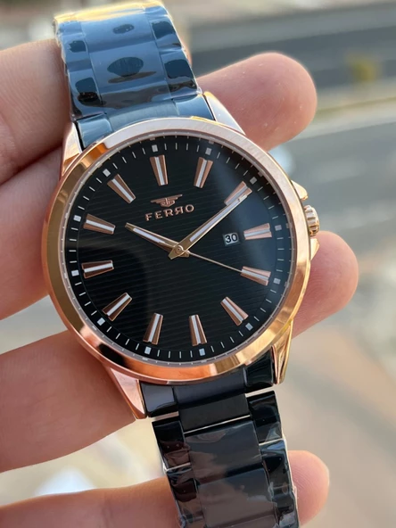 Ferro Çelik Kordon Takvimli Kadran 30 Mt Suya Dayanıklı Erkek Kol Saat EFM11930-R - 3