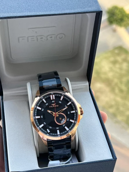 Ferro Çelik Kordon Takvimli Kadran 30 Mt Suya Dayanıklı Erkek Kol Saat EFM11208-R ürün görseli