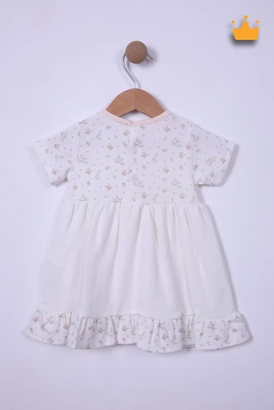 Babydola %100 Pamuk Kız Bebek Bayramlık Puset Desenli Elbise 15156 - 11