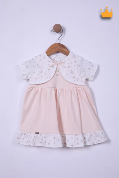 Babydola %100 Pamuk Kız Bebek Bayramlık Puset Desenli Elbise 15156 - 2
