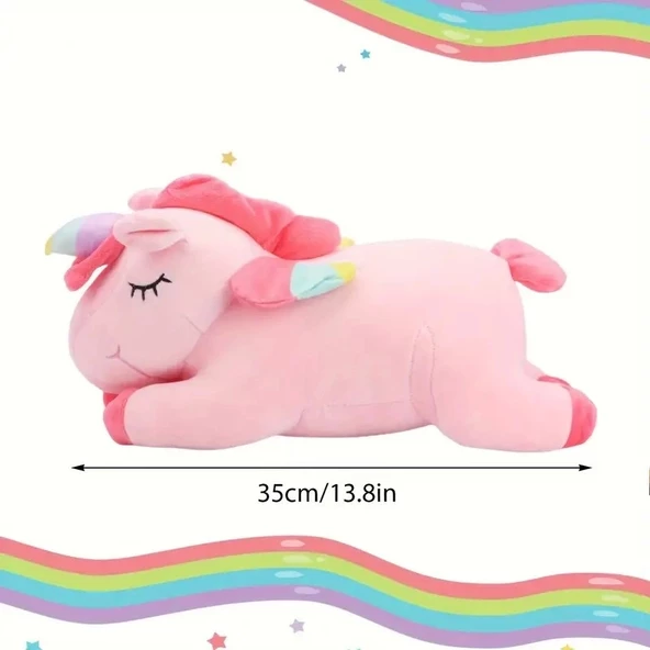 UNİCORN 35 CM PEMBE UNİCORN TEK BOYNUZLU AT PELUŞ SQUİSHMALLOWS DOĞUM GÜNÜ HEDİYELİK OYUNCAK - 2