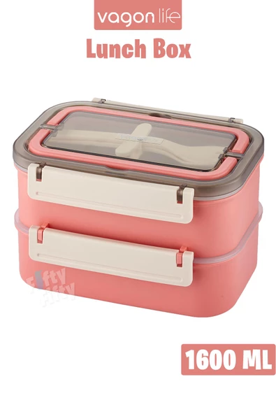 Vagonlife Bento Lunch Box 1600 ML 2 Kat Yeni Nesil Sefer Tası Paslanmaz Çelik -FFLBOX2221 - 7