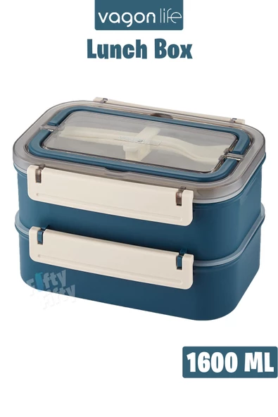 Vagonlife Bento Lunch Box 1600 ML 2 Kat Yeni Nesil Sefer Tası Paslanmaz Çelik -FFLBOX2221 - 2