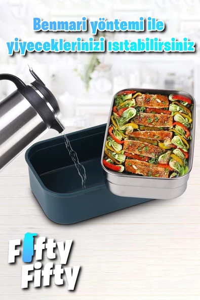 Vagonlife Bento Lunch Box 1600 ML 2 Kat Yeni Nesil Sefer Tası Paslanmaz Çelik -FFLBOX2221 - 10