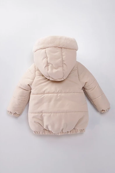 Baby Oyuncak Ayı İçi Kürklü Soft Kumaş Cepli Kapüşonlu Kışlık İçi Peluş Erkek Kız Bebek Mont Şişme - 9