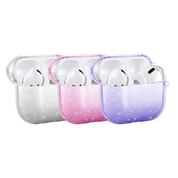 Apple Airpods 3. Nesil Zore Allstar Airbag 32 Parlayan Simli Saydam Renkli Kılıf - 5