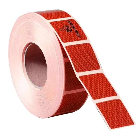 3 MT Reflektörlü Reflektif Fosforlu Araç Oto Kamyon Şerit Bant Tüvtürk Onaylı Kesikli Kırmızı İkaz Bandı - Resim 4