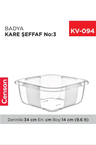 Kare Şeffaf Badya 1 Adet 3 No   -E166