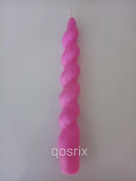 qosrix Açık Pembe Renk Italyan Burgulu Şamdan Soya Mumu Doğal Kokulu Uzun Çubuk Konik Burgu Spiral Mum 1 Adet - Resim 3