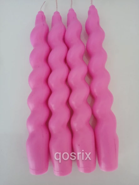 qosrix 4'lü Açık Pembe Renk Italyan Burgulu Şamdan Soya Mumu Doğal Kokulu Uzun Çubuk Konik Burgu Mum Spiral ürün görseli