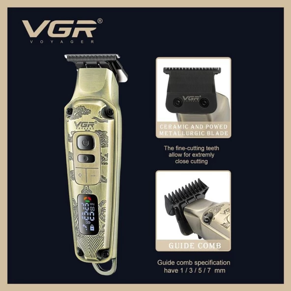 Orjinal VGR yeni V-642 profesyonel saç sakal ense +sıfır yanak  düzeltici elektrikli tıraş makinesi seti - 4