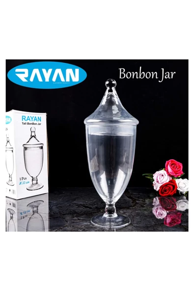 Bonbon Jar Tall Ayaklı Fanus Şekerlik 33 Cm. TOPTANBULURUM-81190