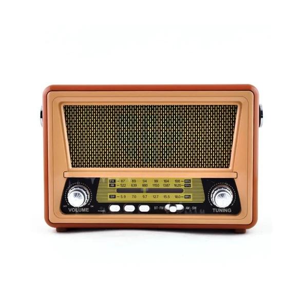Vintage taşınabilir gerçek ahşap eskitme görünümlü nostajik radyo   Sw/Am/Fm radyo Retro - 3