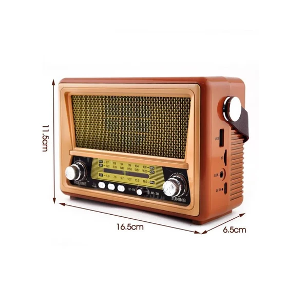 Vintage taşınabilir gerçek ahşap eskitme görünümlü nostajik radyo   Sw/Am/Fm radyo Retro - 2