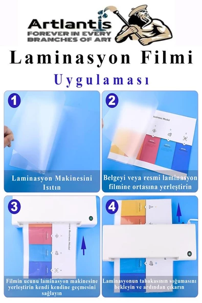 Laminasyon Filmi Parlak A4 50 li 1 Paket 125 Mikron Laminasyon Kaplama Pvc Kaplama Poşeti 50 Adet - 2