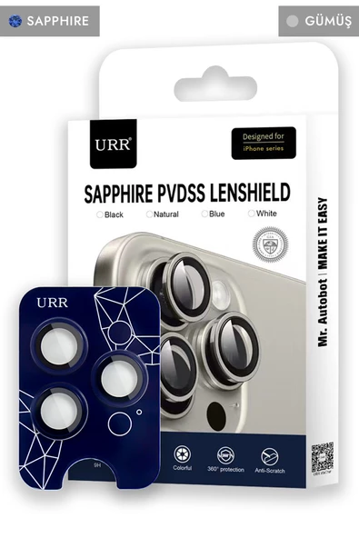 URR iPhone 15 Pro Max Sapphire PVDSS Kamera Lens Koruyucu