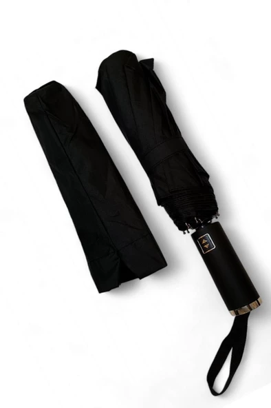 Full Otomatik 10 Telli 100 Cm Çap Siyah Renk Şemsiye 32 Cm Kapalı Boyut - 2