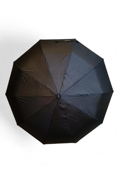 10 Telli Tam Otomatik Şemsiye Ahşap Saplı 33 Cm Boy 105 Cm Çap Rainwalker Siyah Renk - 6