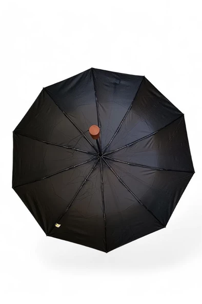 10 Telli Tam Otomatik Şemsiye Ahşap Saplı 33 Cm Boy 105 Cm Çap Rainwalker Siyah Renk - 7
