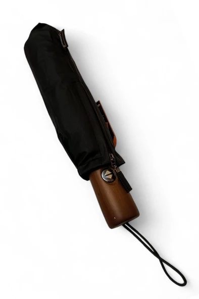 10 Telli Tam Otomatik Şemsiye Ahşap Saplı 33 Cm Boy 105 Cm Çap Rainwalker Siyah Renk - 2