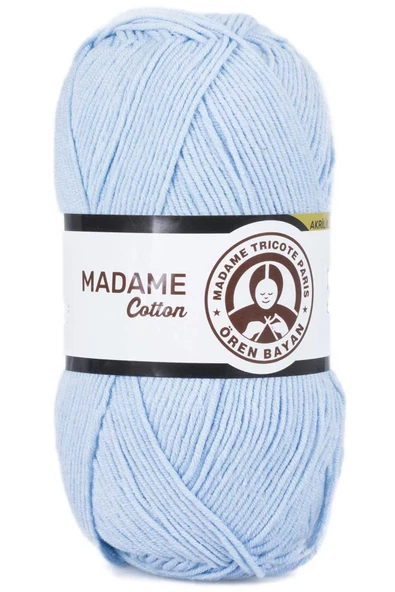 1 Adet Madame Cotton El Örgü İpi Yünü 100 gr 014 Bebe Mavi