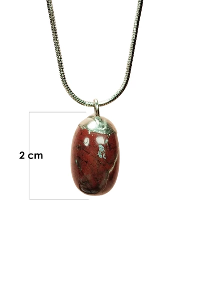 Kantaşı Doğal Taşı Zincirli El Yapımı Kolye Uç: 2 cm Zincir: 20 cm Kutulu - 3